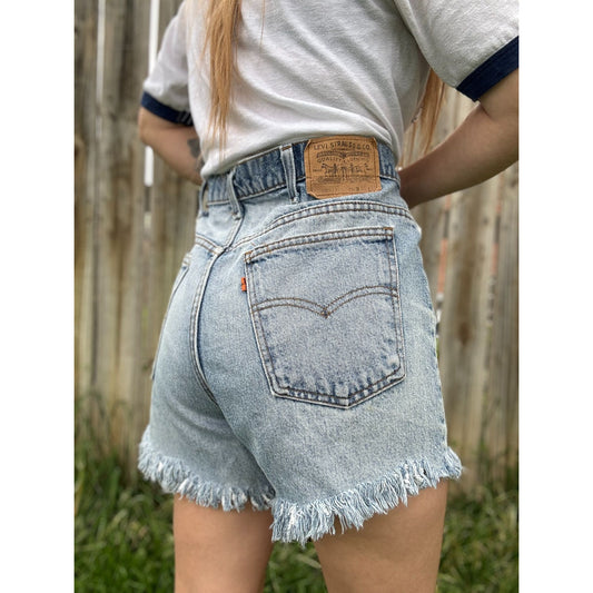 80's Levi's Orange Tab Cut Off Raw Hem Denim Jean Shorts 36