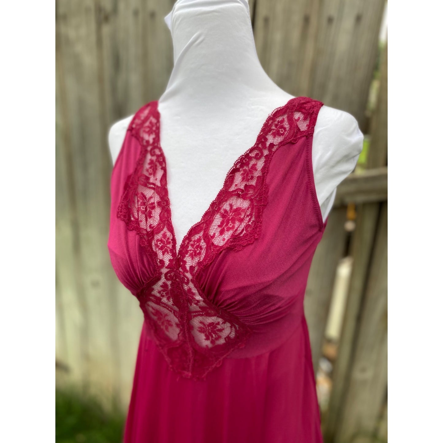 70’s Vintage Fuchsia Pink Lace Maxi Slip Dress