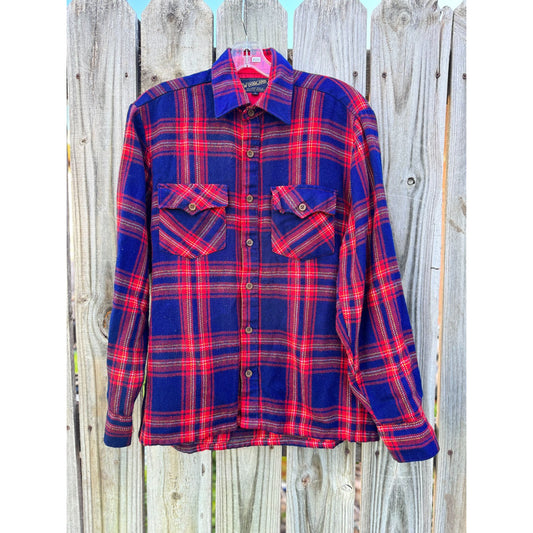 Woodland Acrylic Plaid Flannel Long Sleeve Button Down Medium