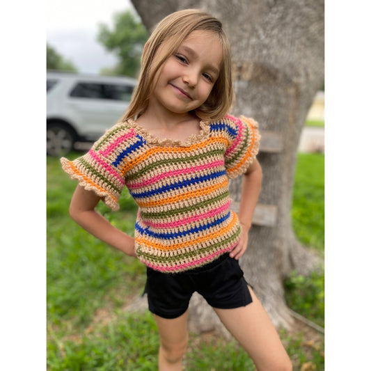70’s Handmade Crotchet Striped Top