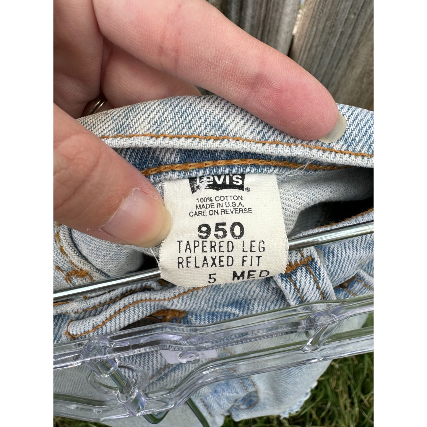 95' Levi's 950 Tapered Leg Orange Tab Cut Off Raw Hem Jean Shorts 5