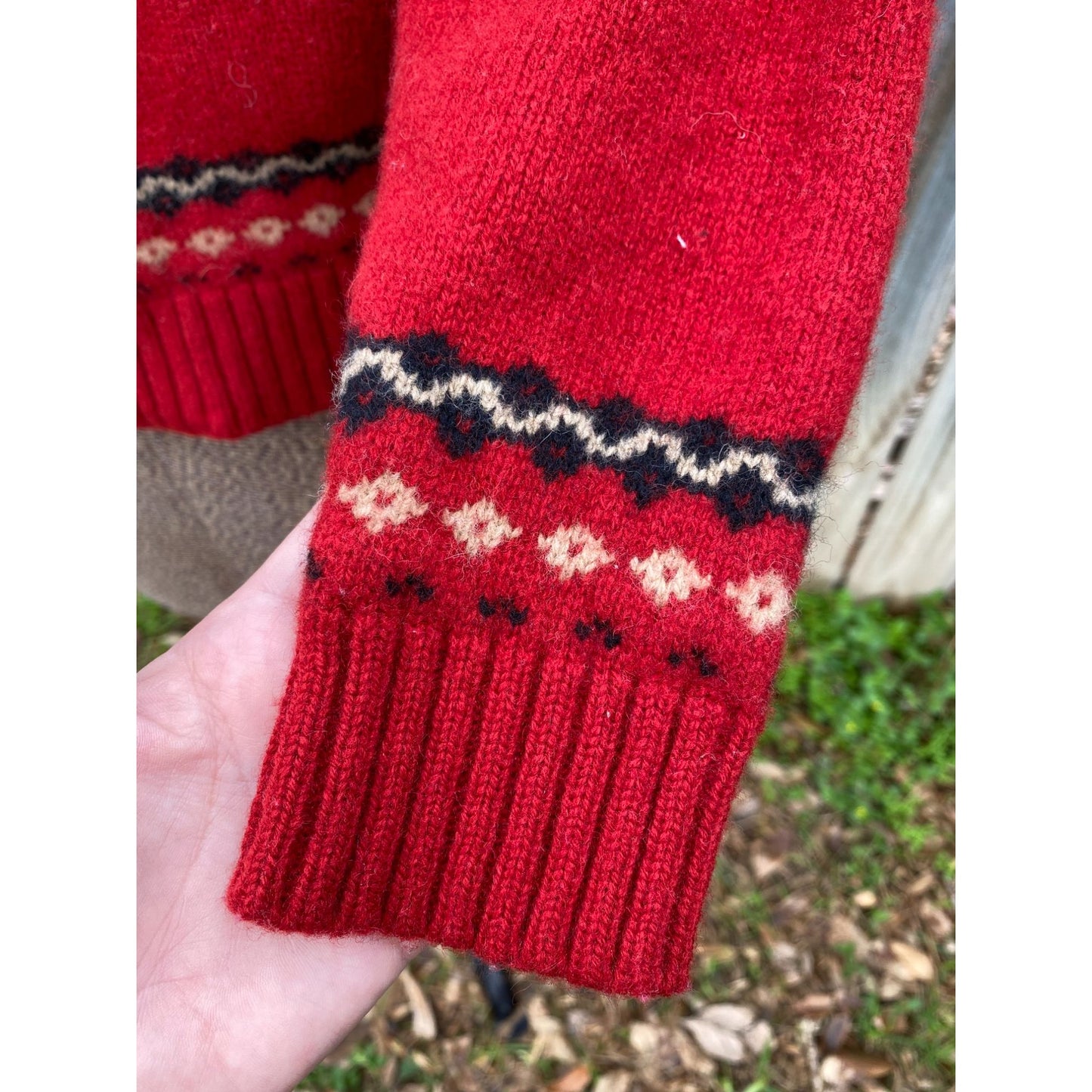 90s Eddie Bauer Lambs Wool Red Sweater Small