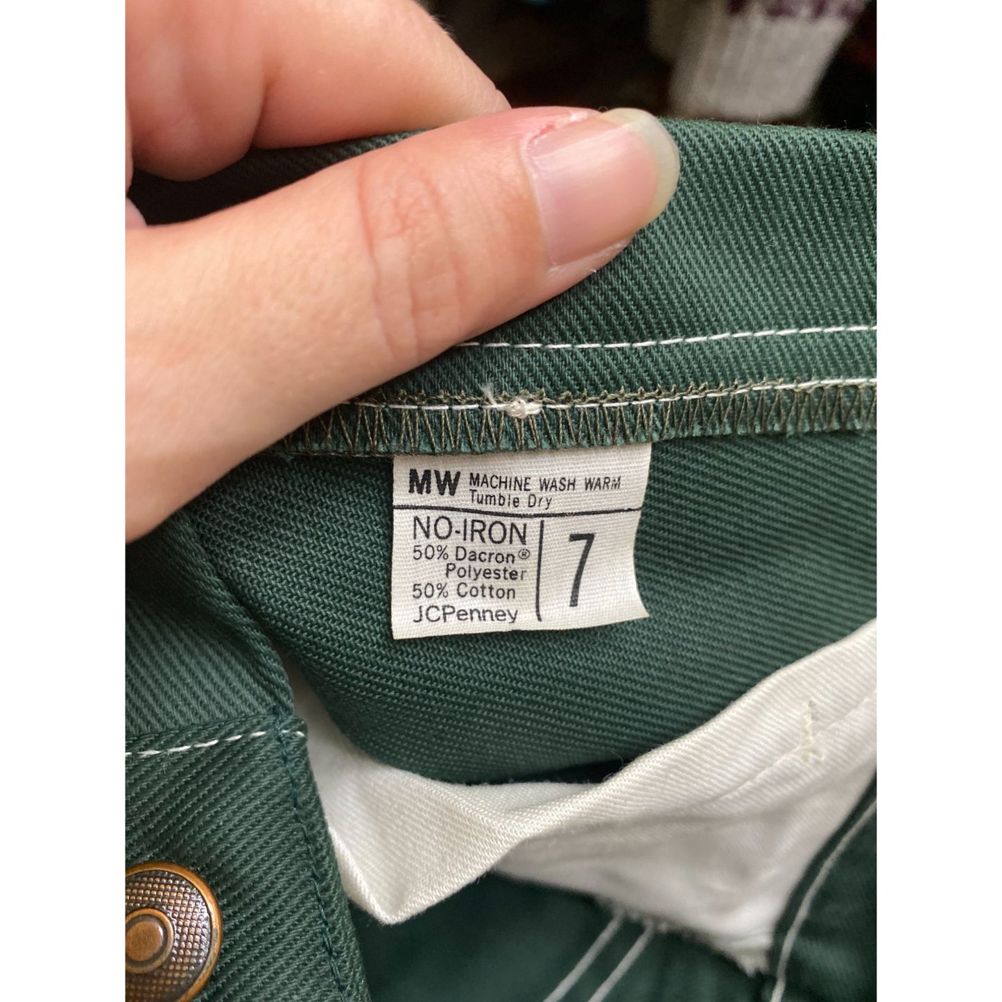 Deadstock 70's JCPenney Green 10oz Denim Western Jeans Flare Bottom 7 Slim