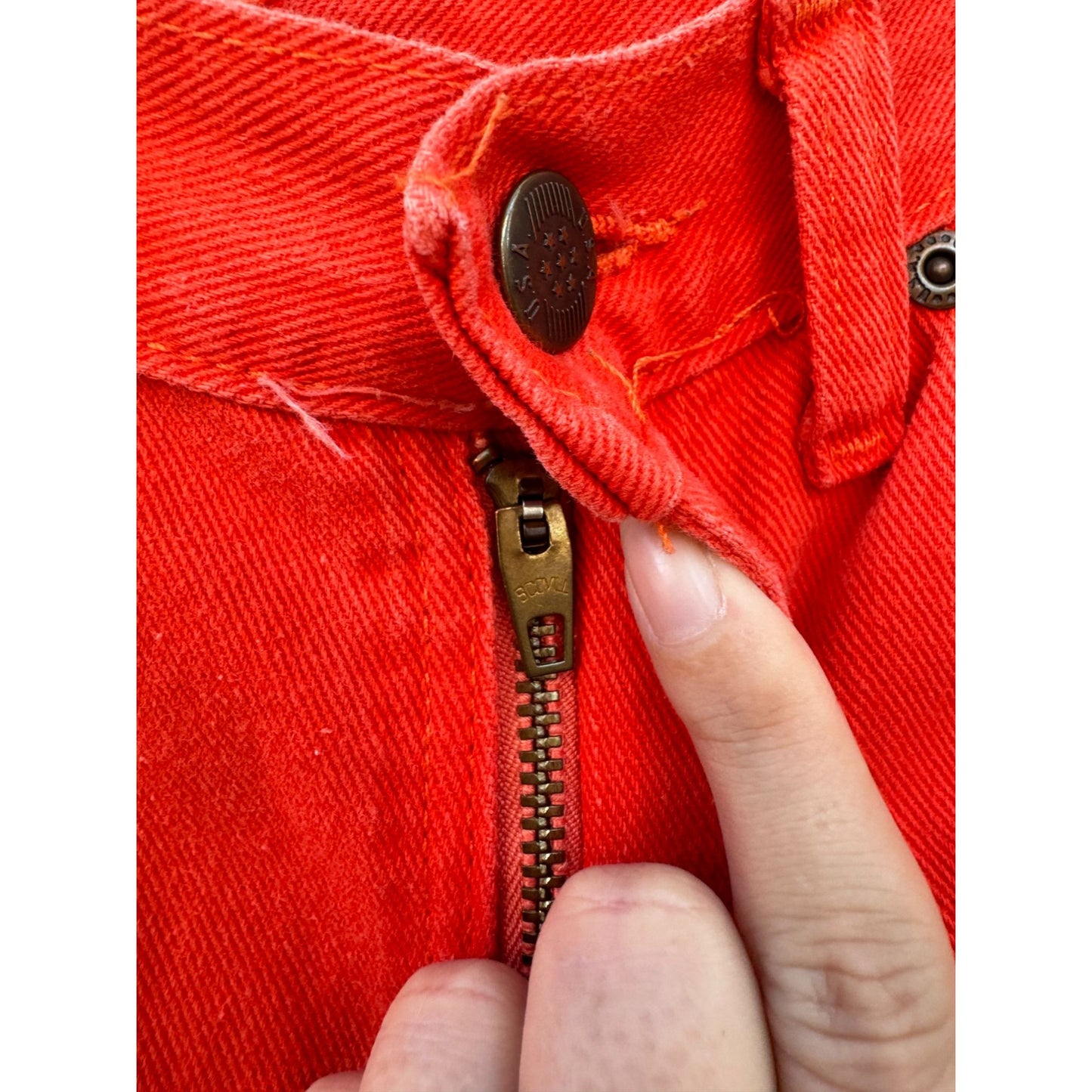 90's Orange Denim Jean Shorts No Back Pockets Size 5