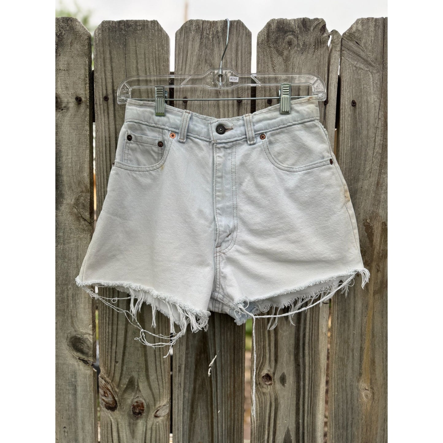 90's Levi's 531 Light Wash Cut Off Raw Hem Denim Jean Shorts 30
