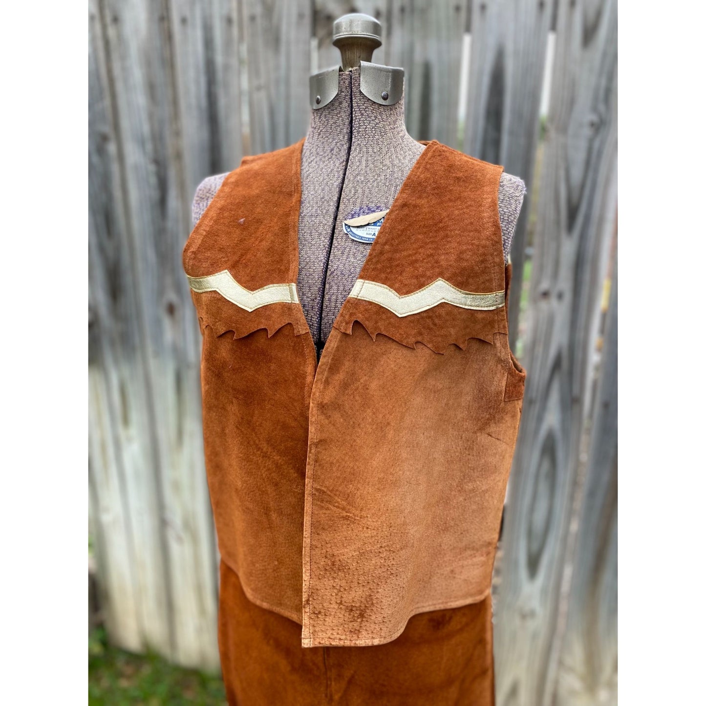 70's Rich Ranch Pig Suede Leather Vest & Skirt Set