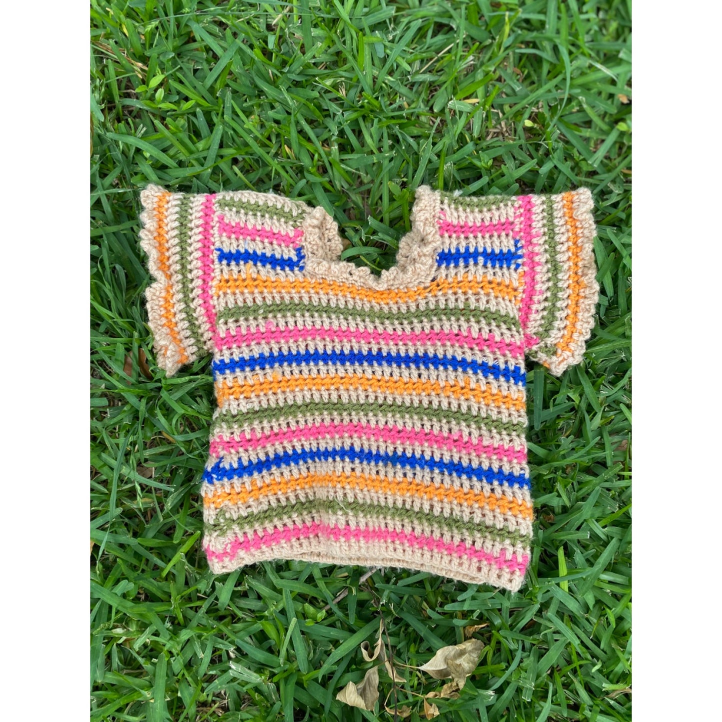 70’s Handmade Crotchet Striped Top