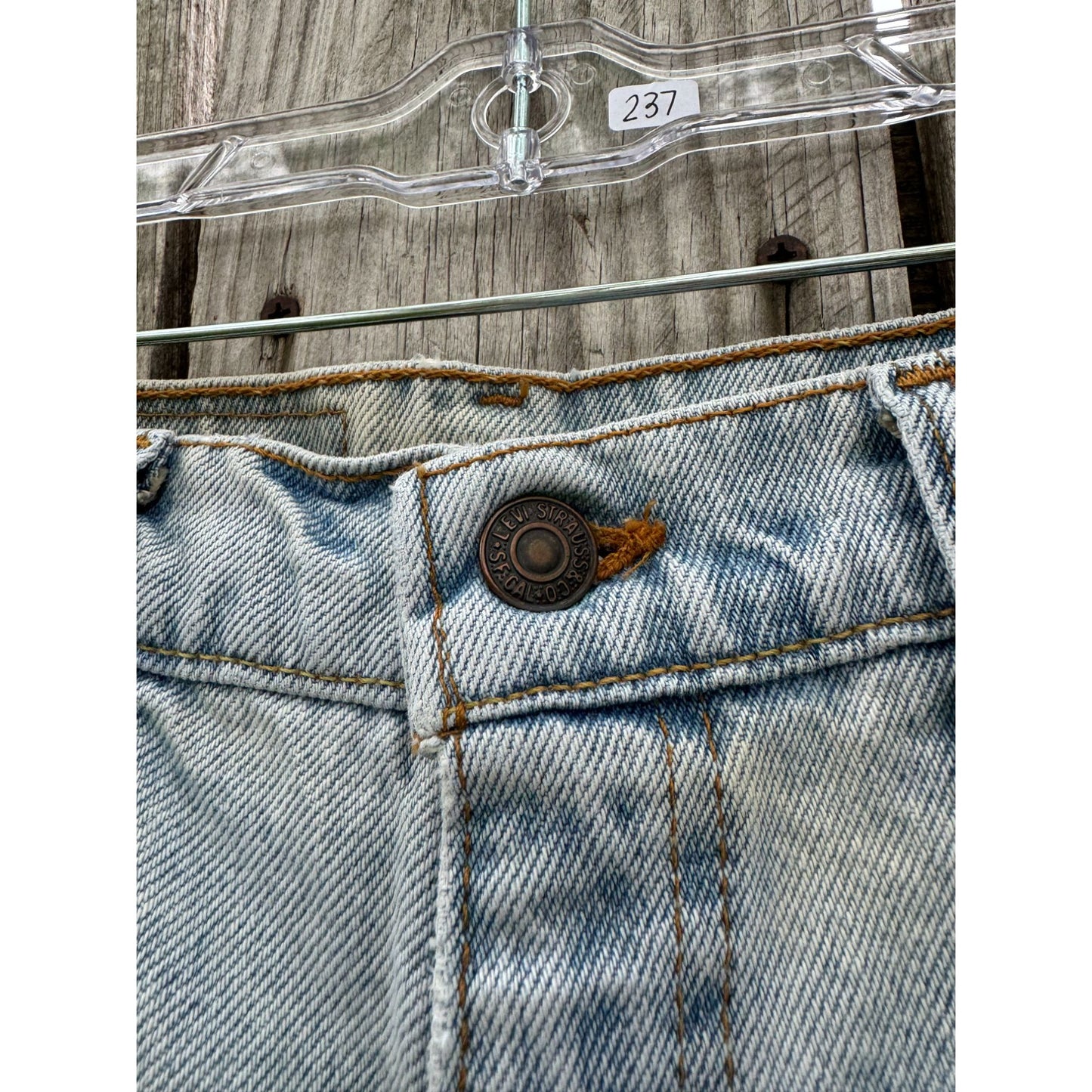 95' Levi's 950 Tapered Leg Orange Tab Cut Off Raw Hem Jean Shorts 5