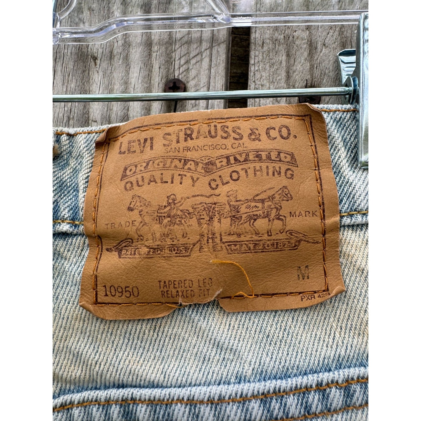95' Levi's 950 Tapered Leg Orange Tab Cut Off Raw Hem Jean Shorts 5