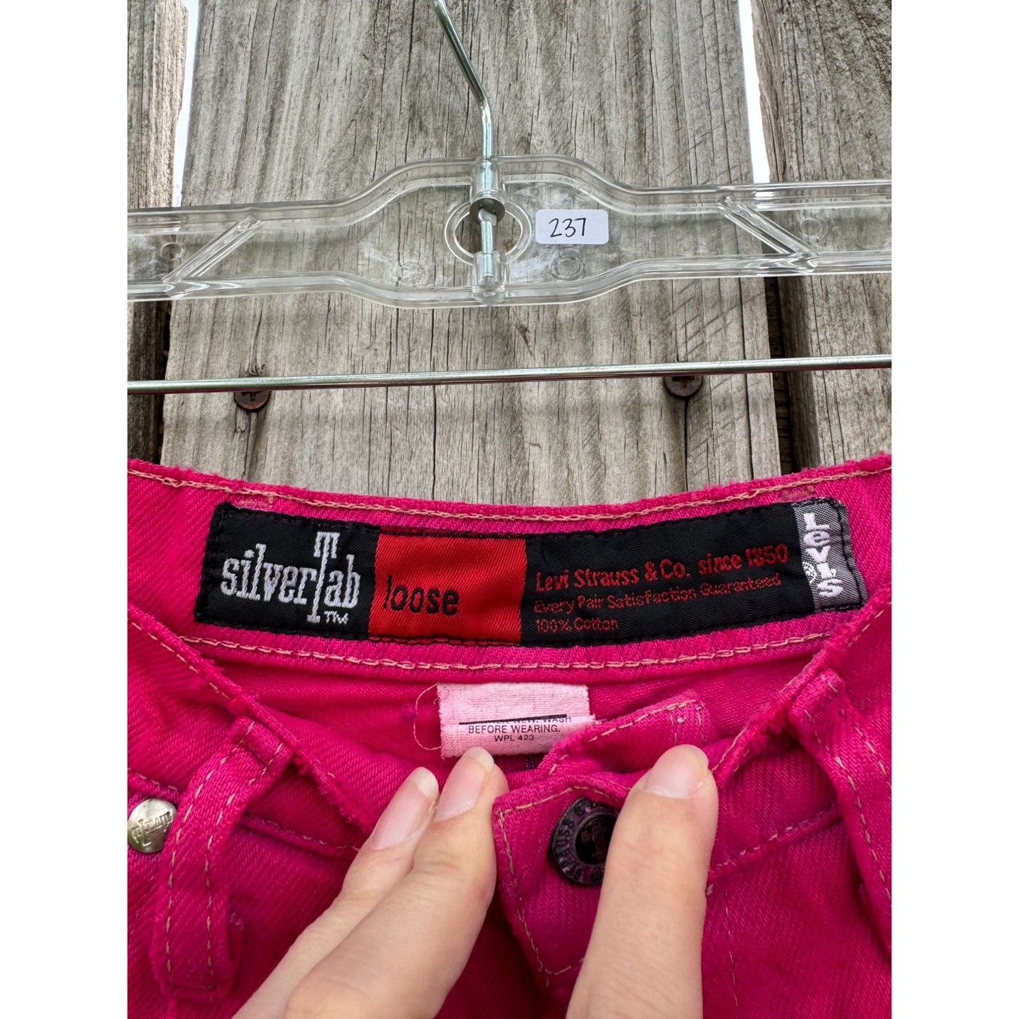 91' Levi's silverTab Loose Fit Hot Pink Cut Off Raw Hem Jean Shorts 30