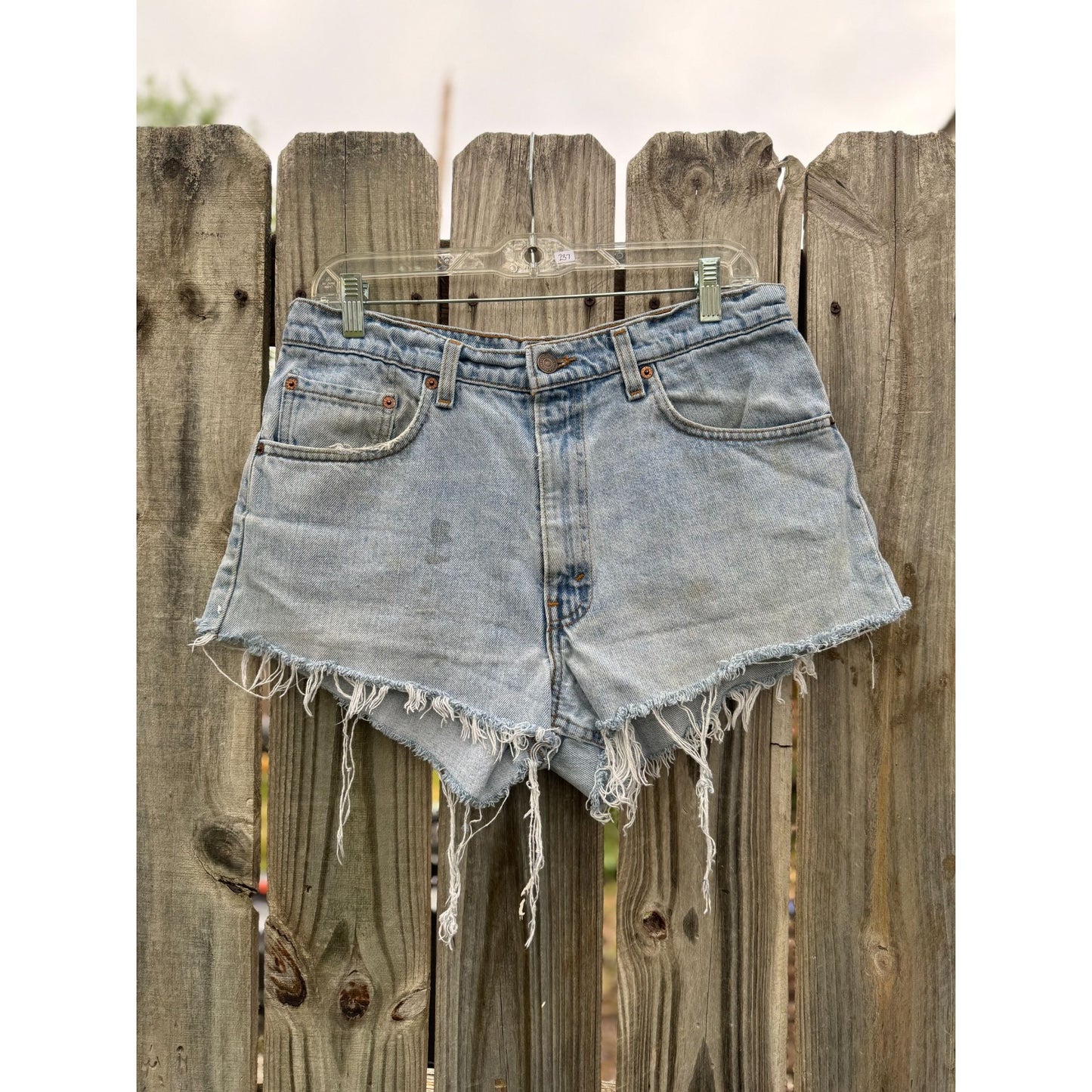 90's Levi's Medium Wash Cut Off Raw Hem Denim Jean Shorts Waist 32"