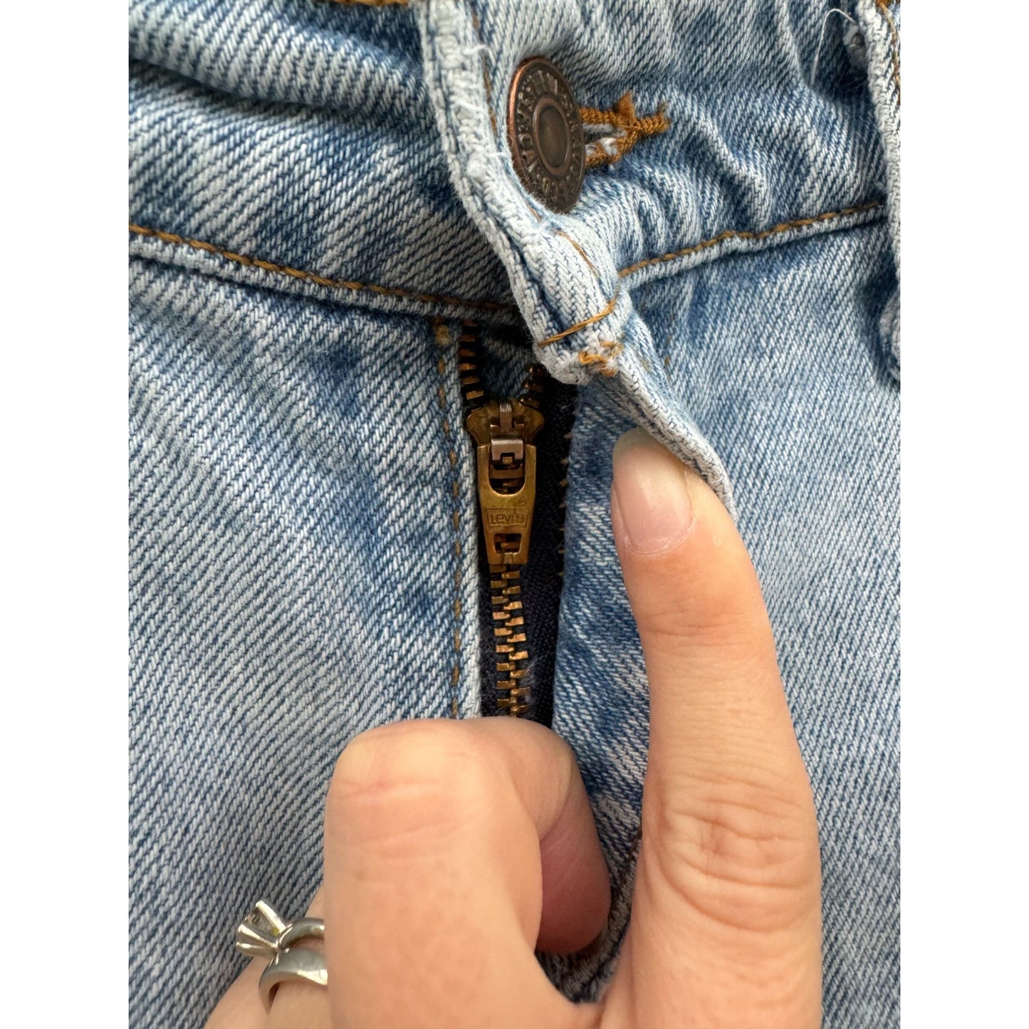 90's Levi's Medium Wash Cut Off Raw Hem Denim Jean Shorts Waist 32"