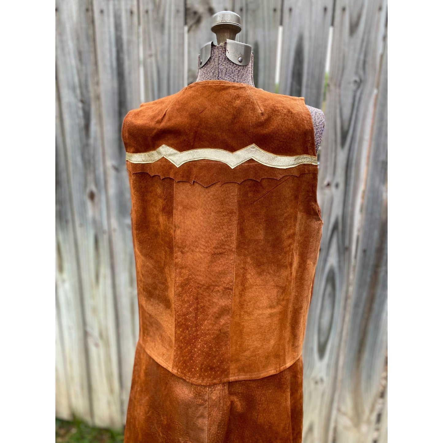 70's Rich Ranch Pig Suede Leather Vest & Skirt Set