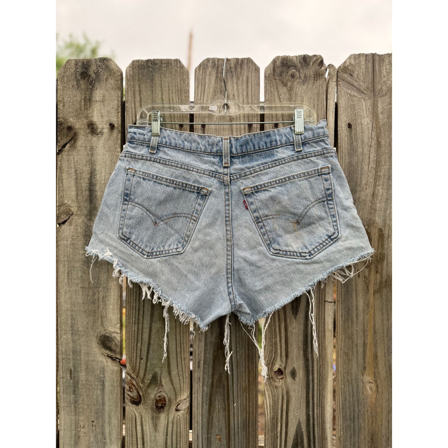 90's Levi's Medium Wash Cut Off Raw Hem Denim Jean Shorts Waist 32"