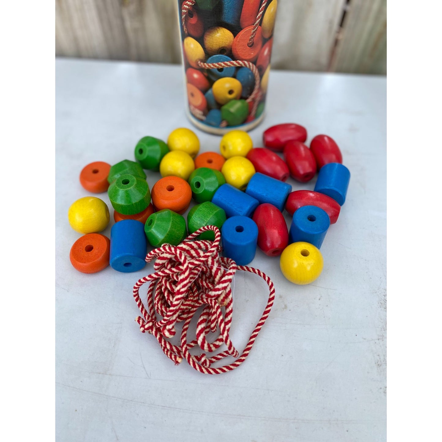 74" Playskool 702 Jumbo Wood Beads 30 Beads Complete Set