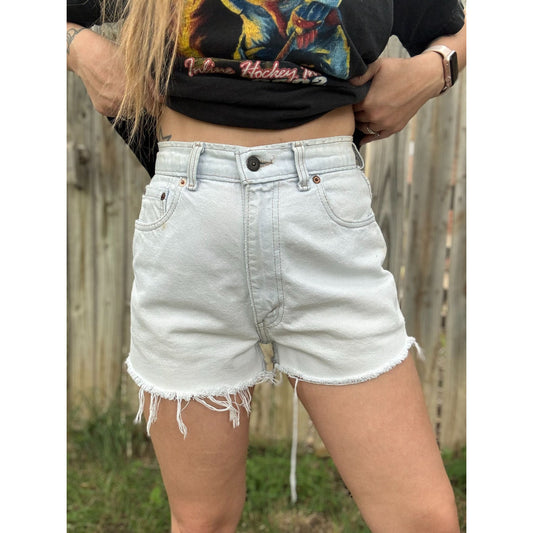 90's Levi's 531 Light Wash Cut Off Raw Hem Denim Jean Shorts 30