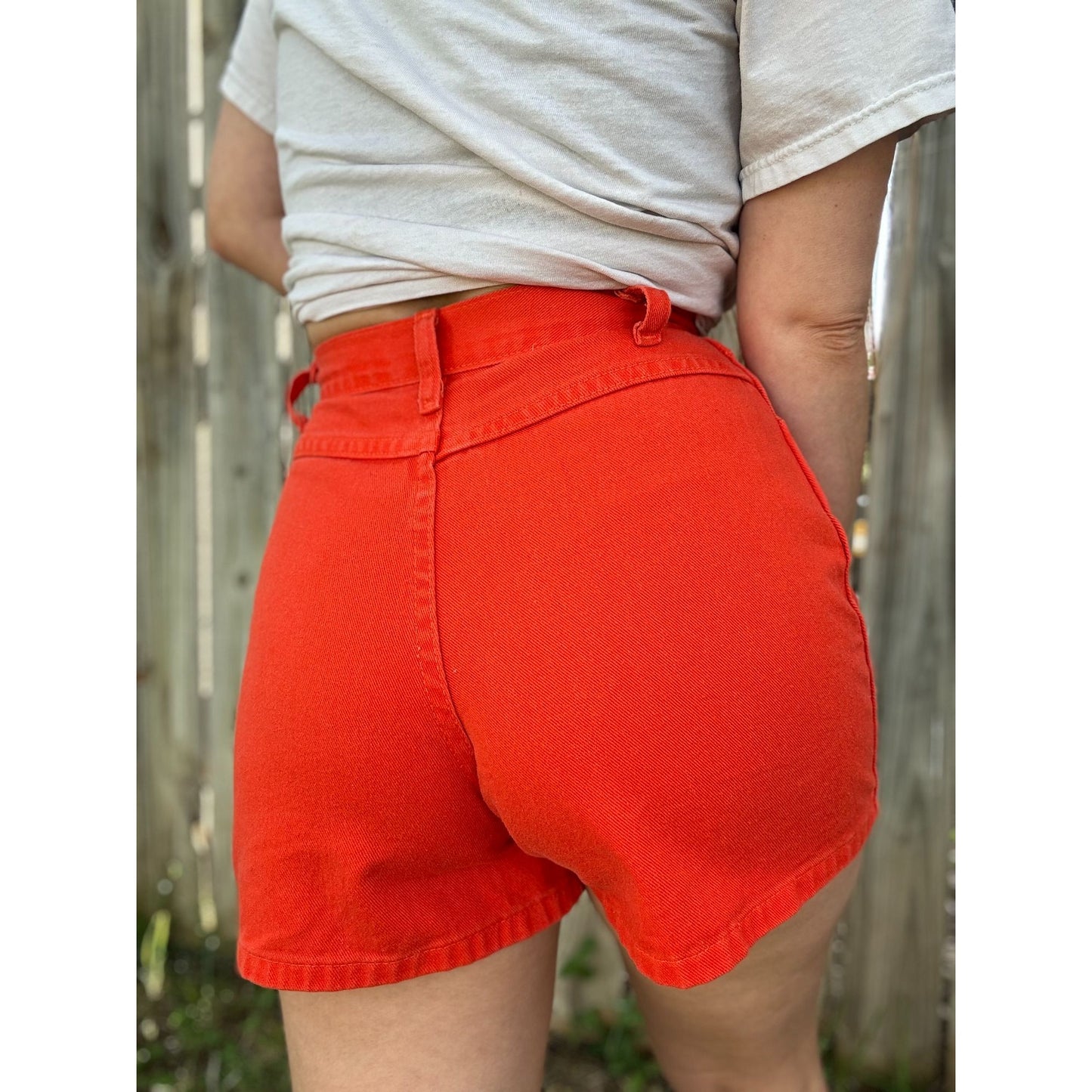 90's Orange Denim Jean Shorts No Back Pockets Size 5