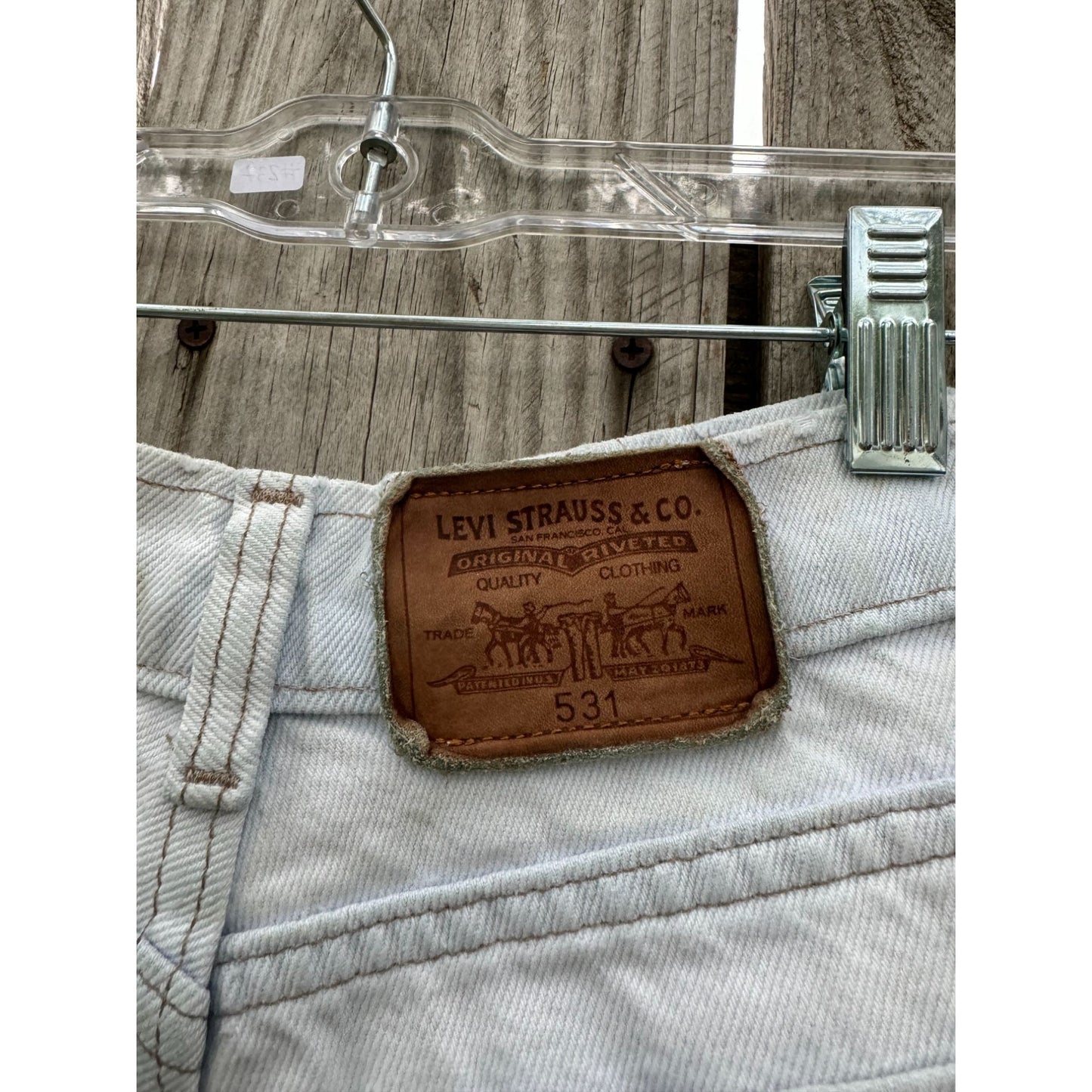 90's Levi's 531 Light Wash Cut Off Raw Hem Denim Jean Shorts 30
