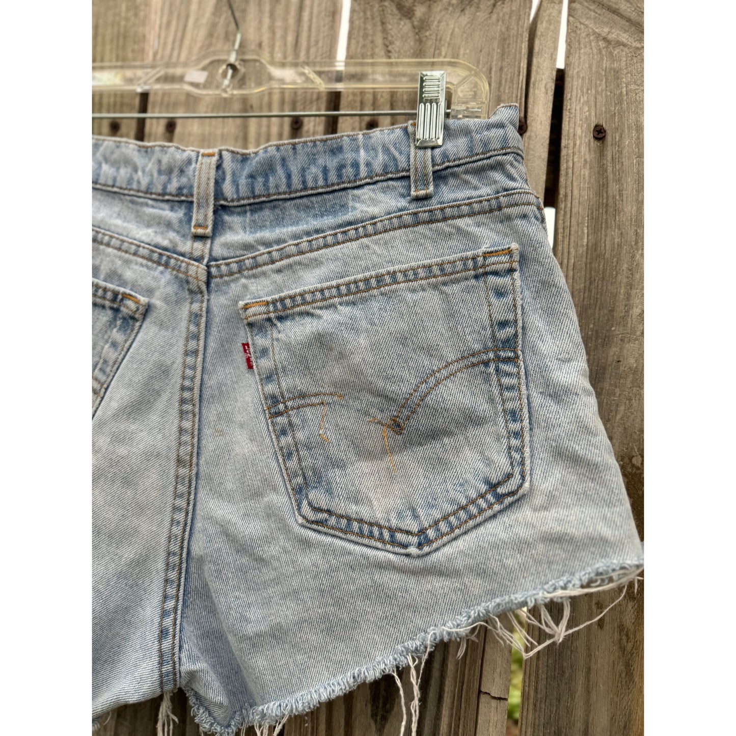 90's Levi's Medium Wash Cut Off Raw Hem Denim Jean Shorts Waist 32"