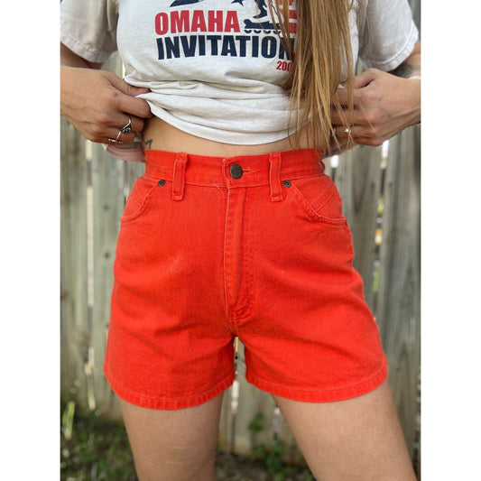 90's Orange Denim Jean Shorts No Back Pockets Size 5