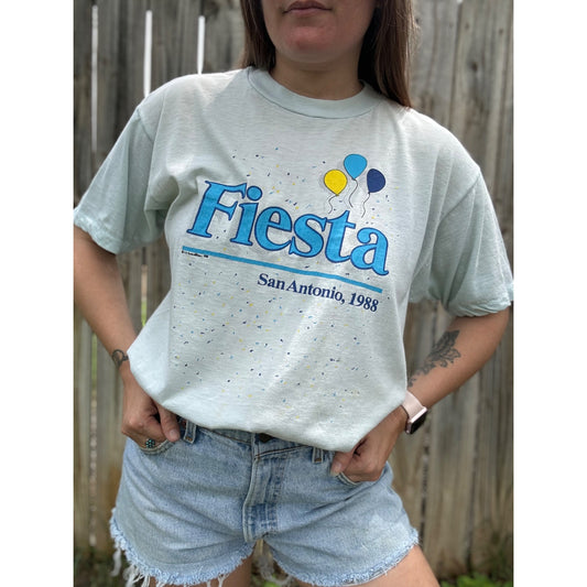 88' Fiesta San Antonio Texas Single Stitch Blue Tee L