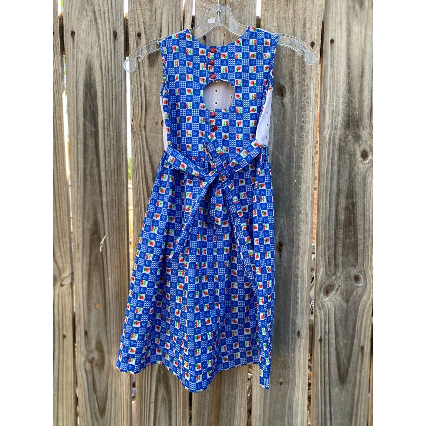 90's Handmade Blue Fruit Dress 7