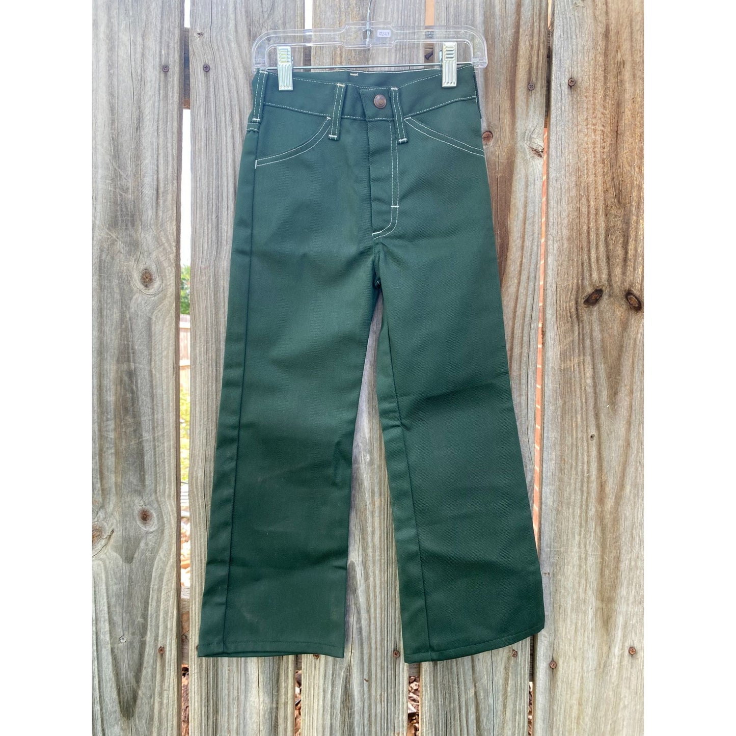 Deadstock 70's JCPenney Green 10oz Denim Western Jeans Flare Bottom 7 Slim