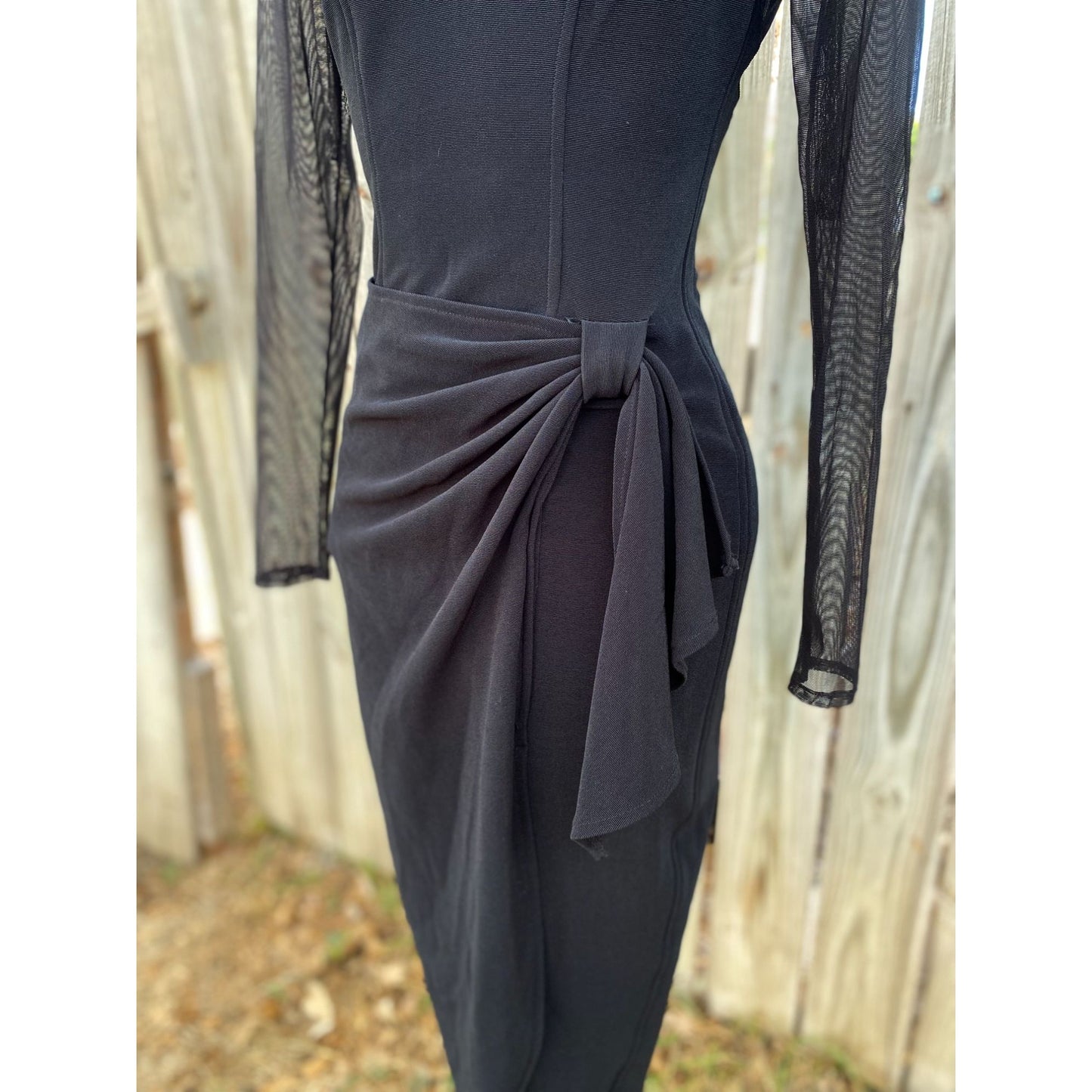 90's Betsy & Adam Sweetheart Illusion Bodycon Black Dress Size 5/6
