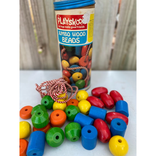 74" Playskool 702 Jumbo Wood Beads 30 Beads Complete Set