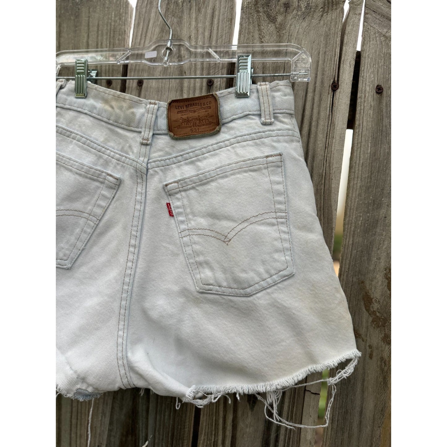 90's Levi's 531 Light Wash Cut Off Raw Hem Denim Jean Shorts 30