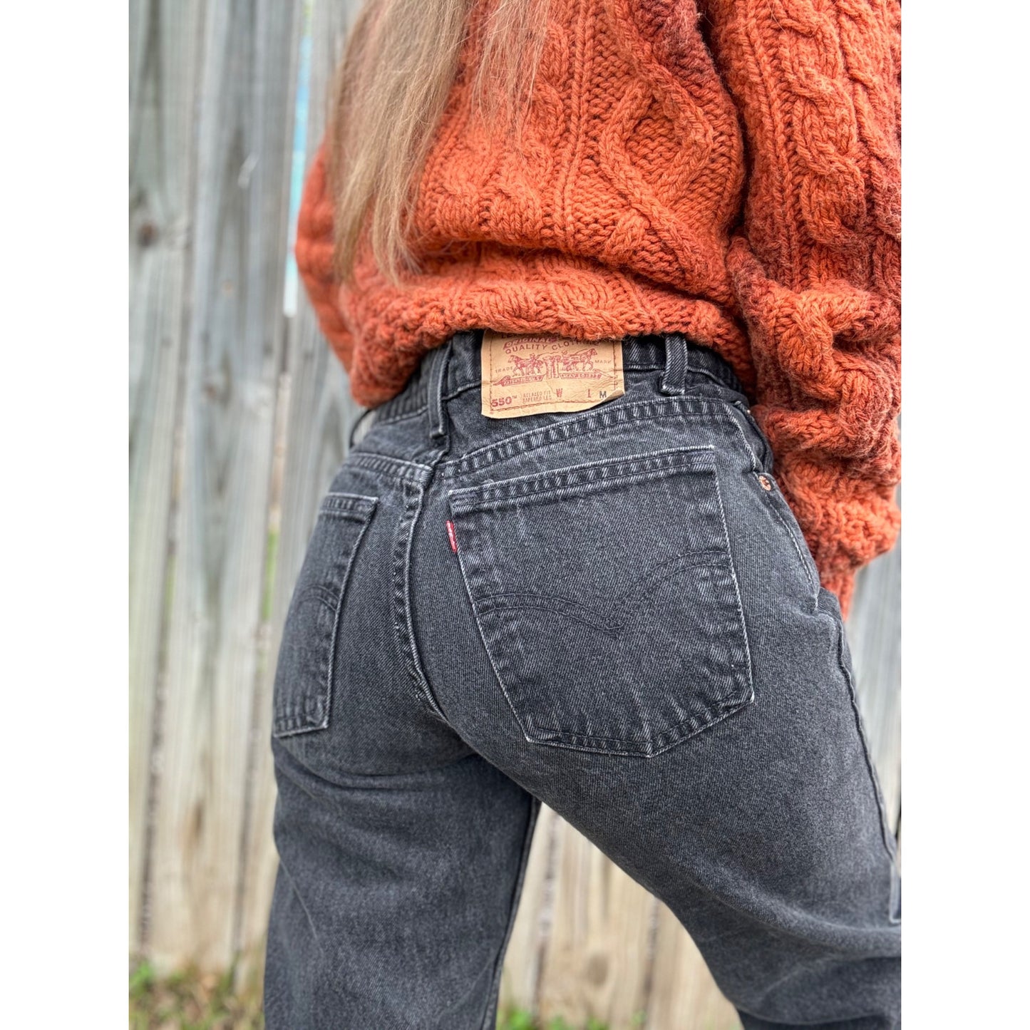 90's Levi's 550 Relaxed Fit Tapered Leg Black Denim Jeans 5