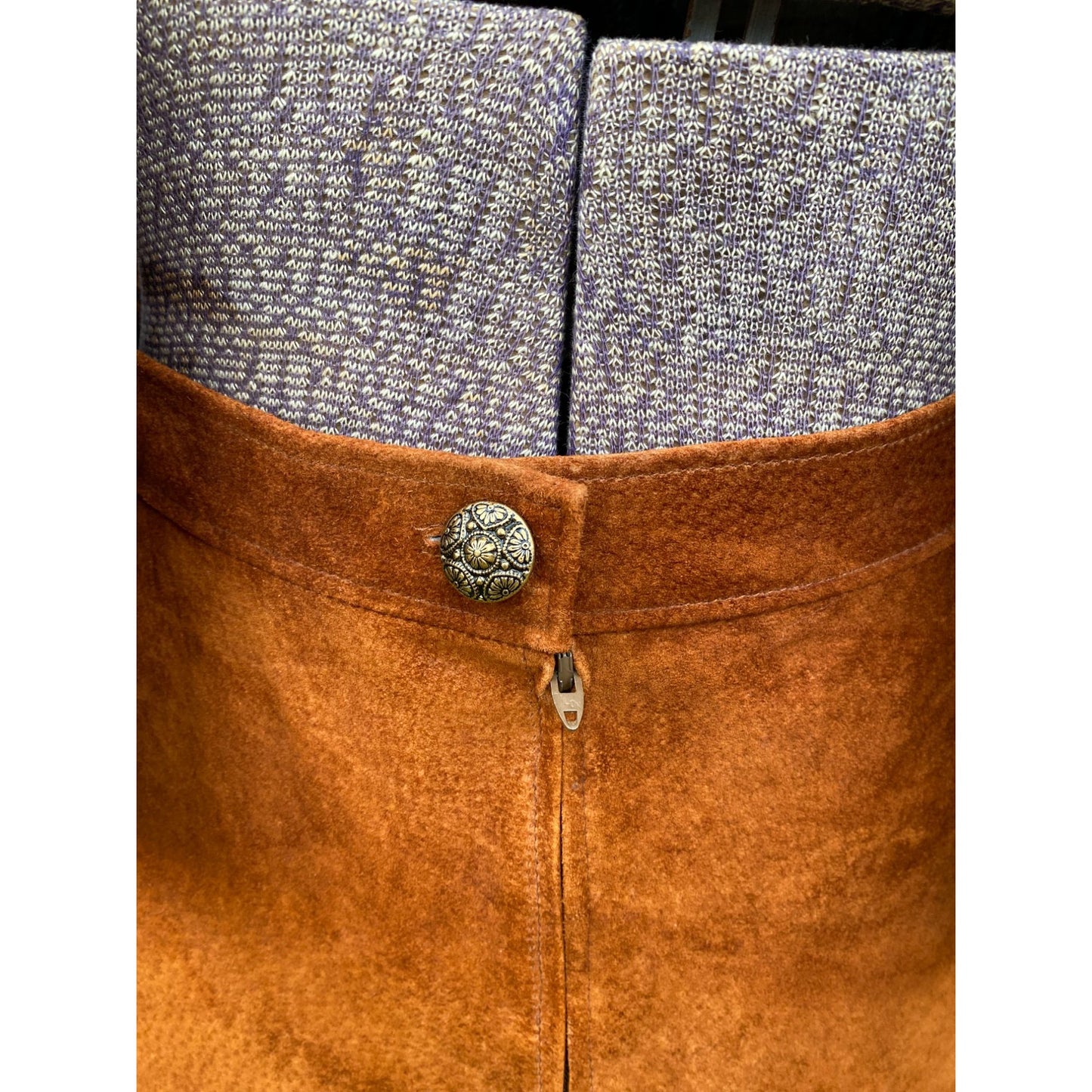70's Rich Ranch Pig Suede Leather Vest & Skirt Set