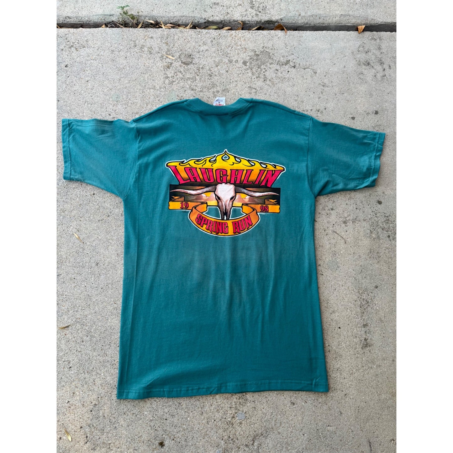 98' Spring Run Laughlin NV Motorcycle Rally Graphic Tee T-Shirt L