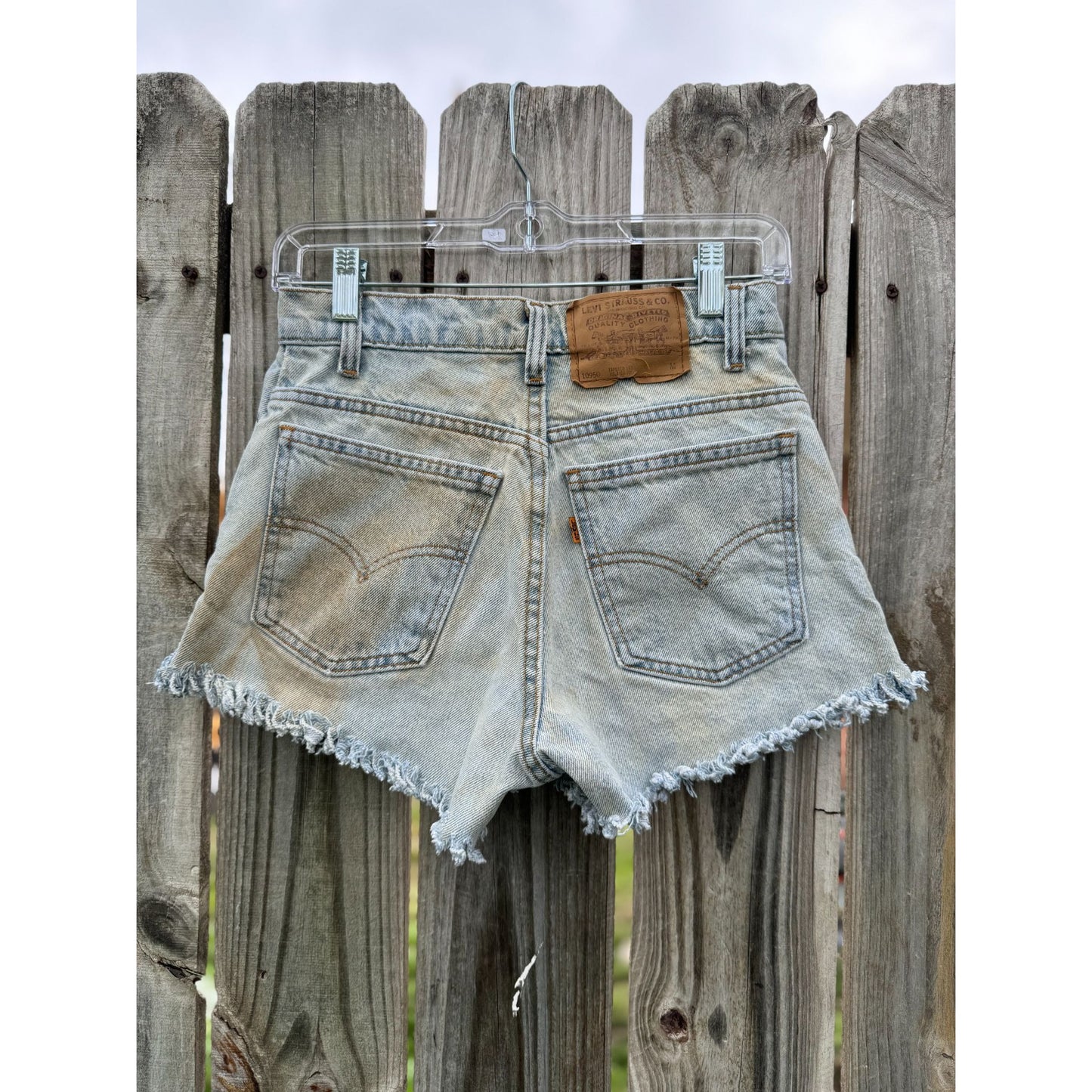 95' Levi's 950 Tapered Leg Orange Tab Cut Off Raw Hem Jean Shorts 5