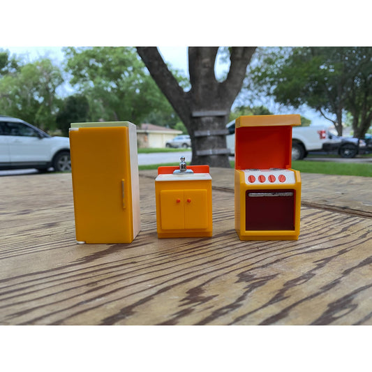 1978 Fisher Price Refrigerator, Sink, & Oven Kitchen Set #252