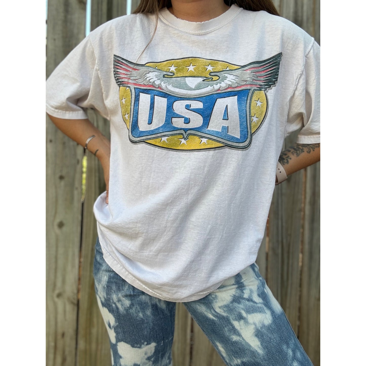 90's Don't Mess With The U.S. Eagle Graphic Tee T-Shirt Large