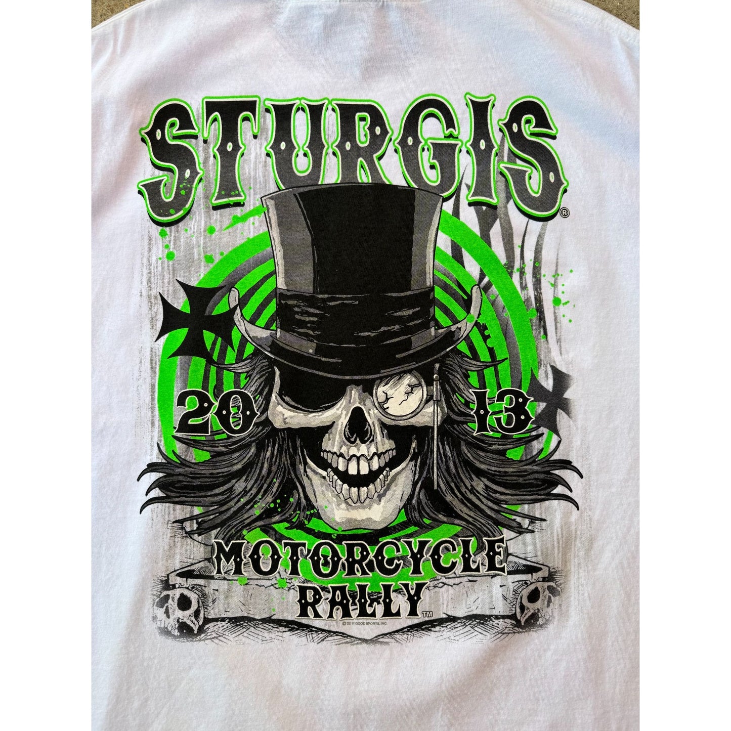 NWT 2013 Sturgis Motorcycle Rally Hot Leathers Biker Graphic Tee Large