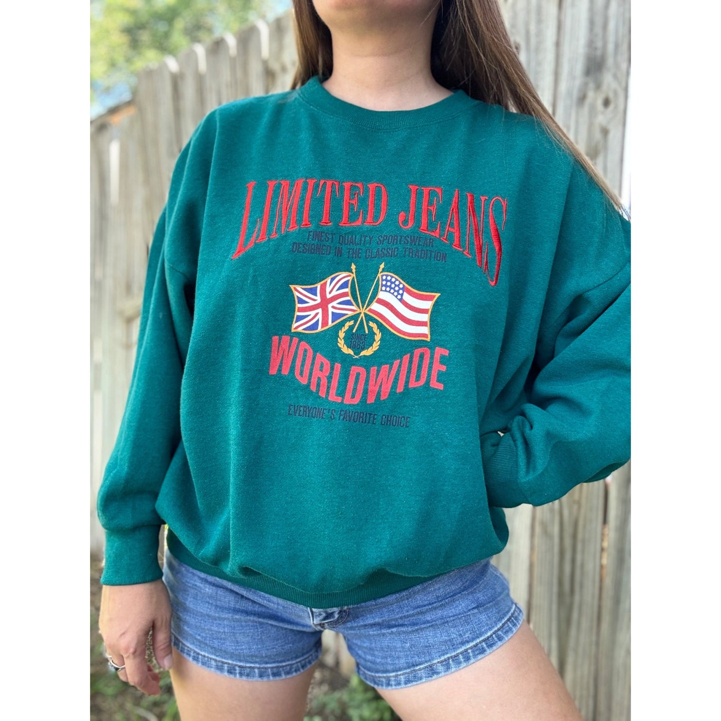 90's Limited Jeans Graphic Embroidered Sweatshirt XL