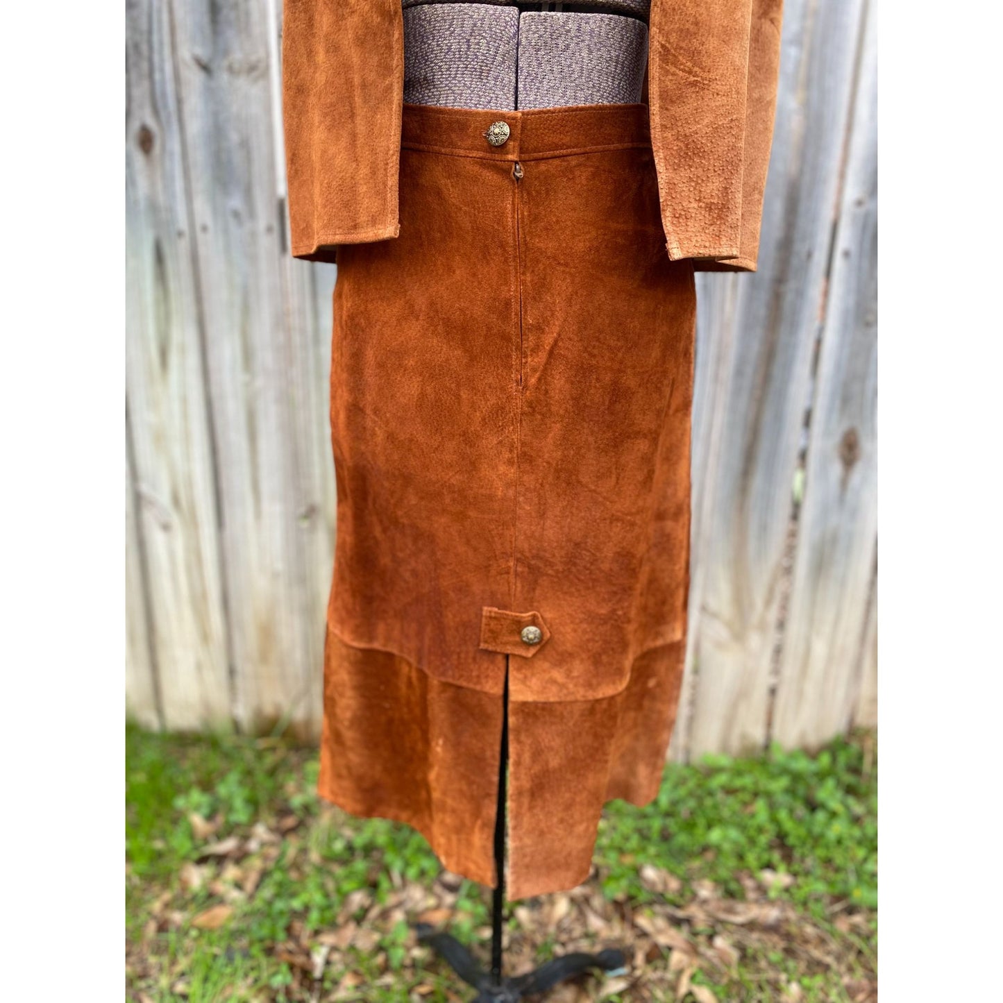 70's Rich Ranch Pig Suede Leather Vest & Skirt Set