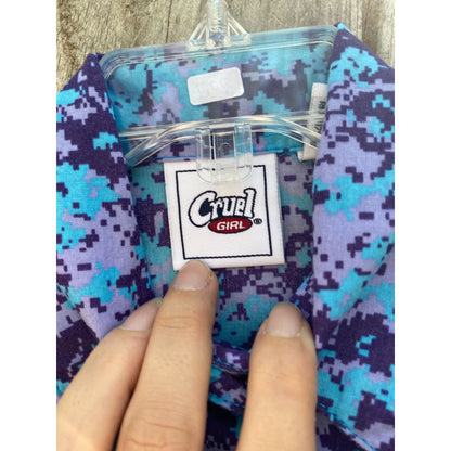 Cruel Girl Blue & Purple Western Pearl Snap XS 4/5