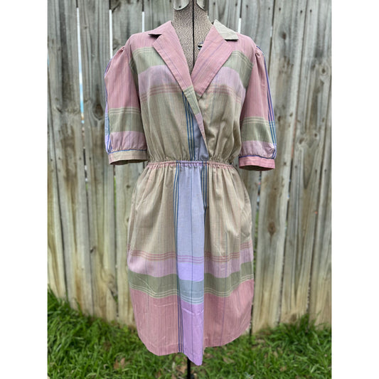 70's Kathy J Women's Plaid House Dress Union Made