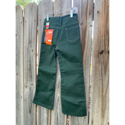 Deadstock 70's JCPenney Green 10oz Denim Western Jeans Flare Bottom 7 Slim