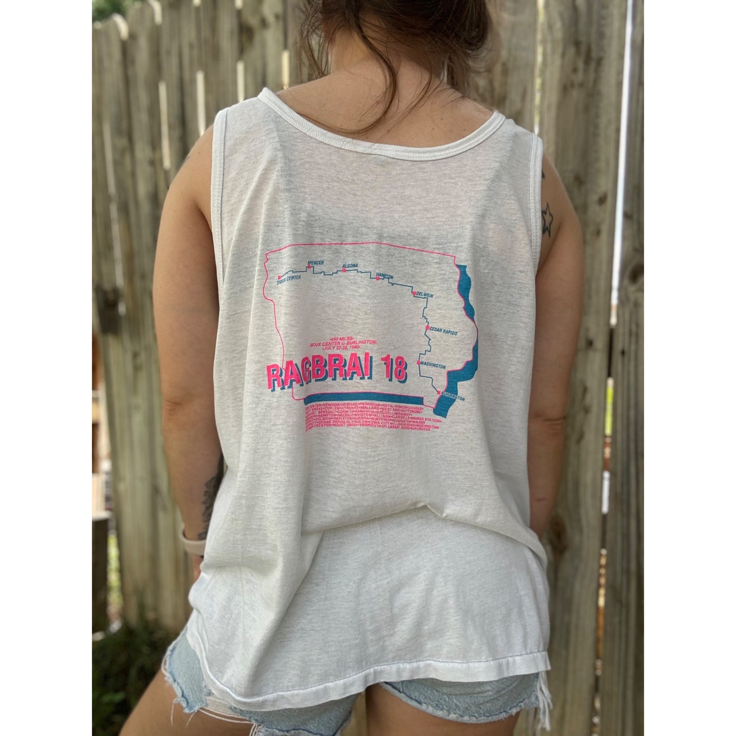 90' Ragbrai 18 Bike Race Single Stitch Graphic Tank Tee T-Shirt XL