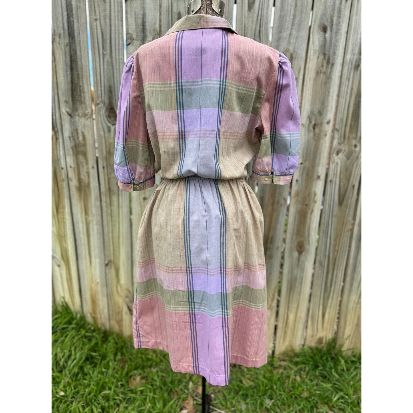 70's Kathy J Women's Plaid House Dress Union Made