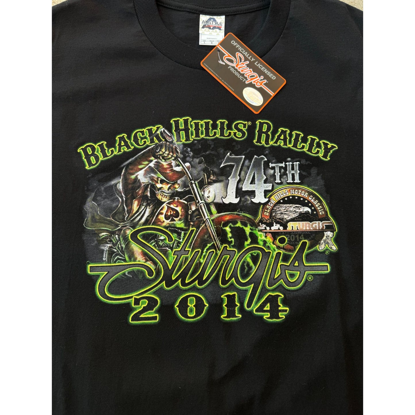 NWT 2014 Sturgis Wild Bill 74th Black Hills Rally Motorcycle Graphic Tee Large