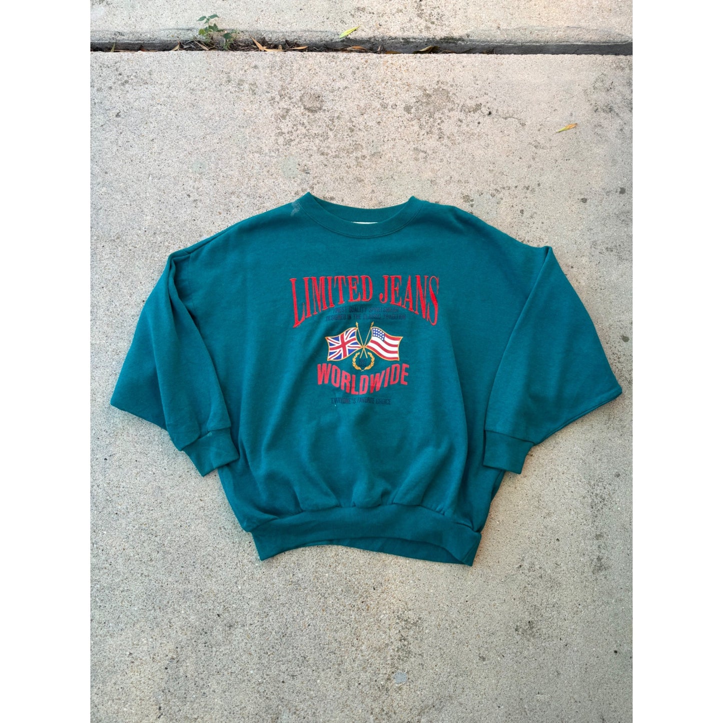 90's Limited Jeans Graphic Embroidered Sweatshirt XL