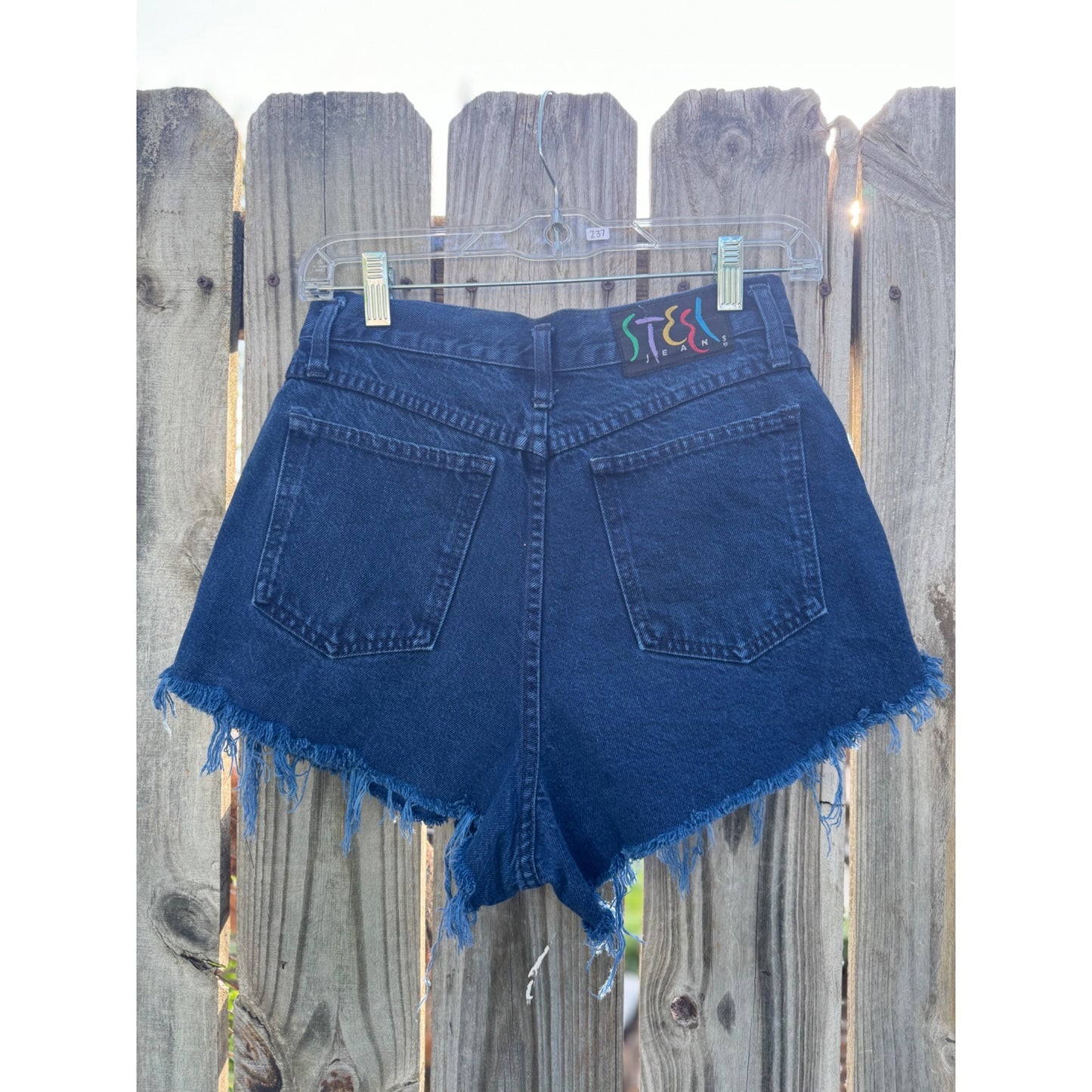 90's Steel Jeans Button Fly Cut Off Raw Hem Denim Jean Shorts Size 9