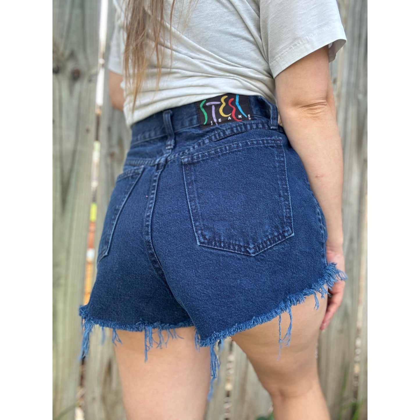 90's Steel Jeans Button Fly Cut Off Raw Hem Denim Jean Shorts Size 9