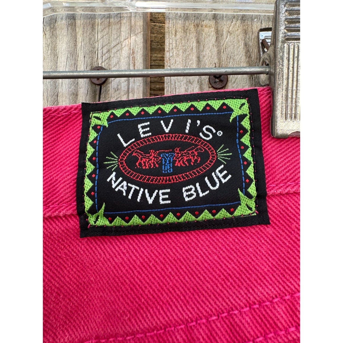 80's Levi's Native Blue Hot Pink Cut Off Raw Hem Denim Jean Shorts 9