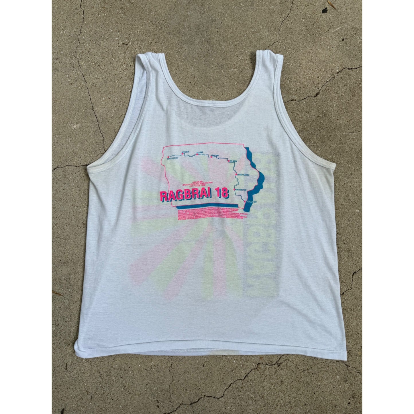 90' Ragbrai 18 Bike Race Single Stitch Graphic Tank Tee T-Shirt XL